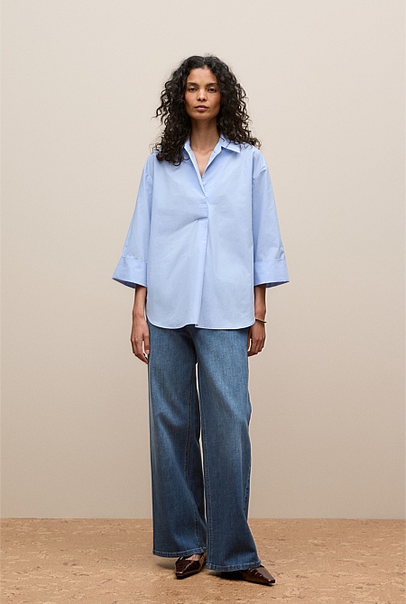Yarn Dyed Cotton Poplin Half Sleeve Shirt