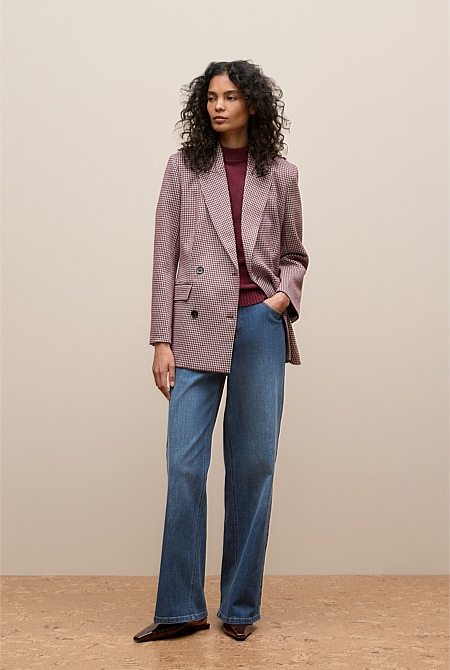Puppytooth Ponte Double Breasted Blazer