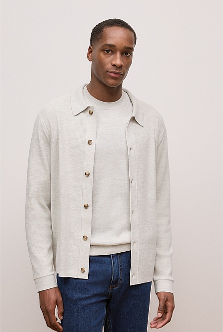Merino Texture Knit Long Sleeve Shirt