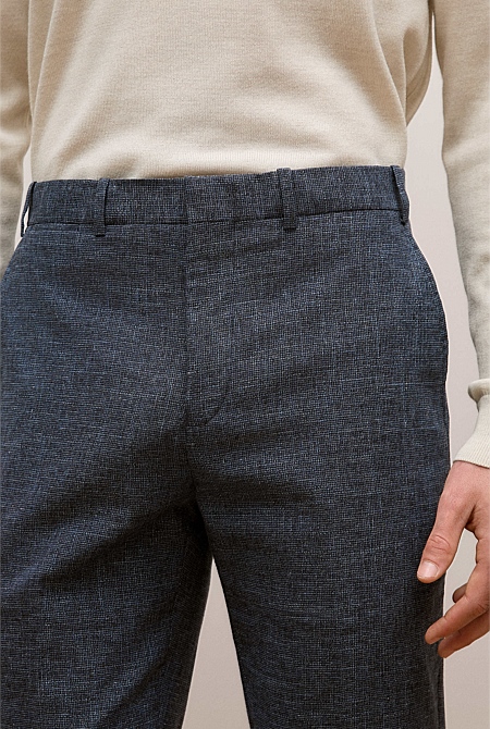 Cotton Wool Blend Straight Leg Trouser