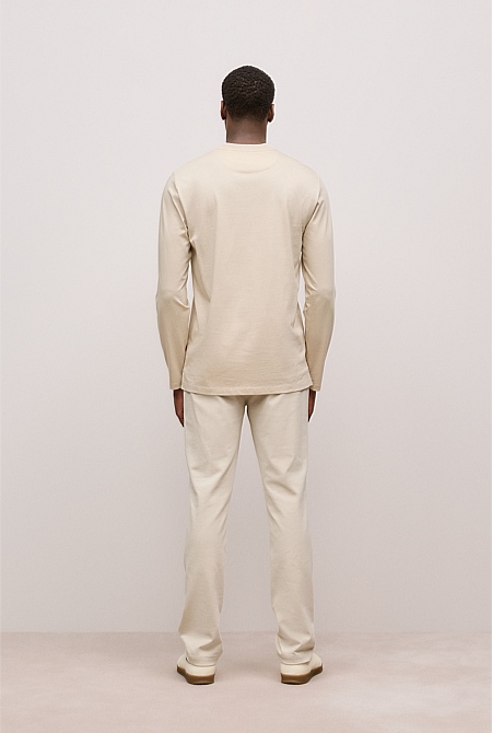 Mercerised Cotton Tipped Long Sleeve T-shirt