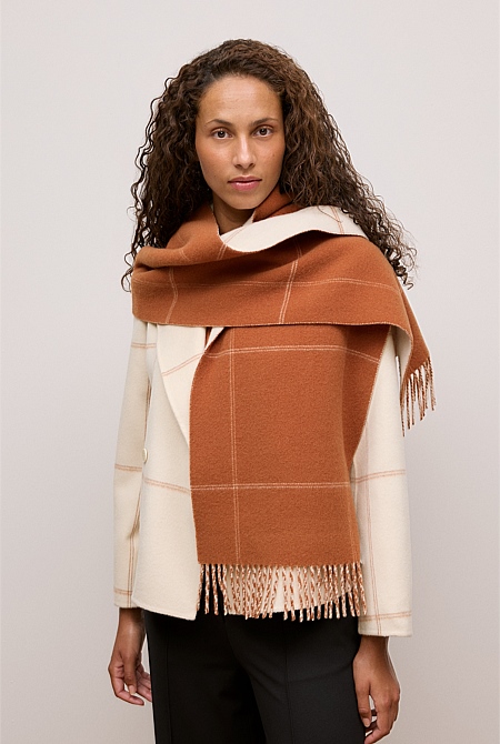 Wool Check Reversible Scarf