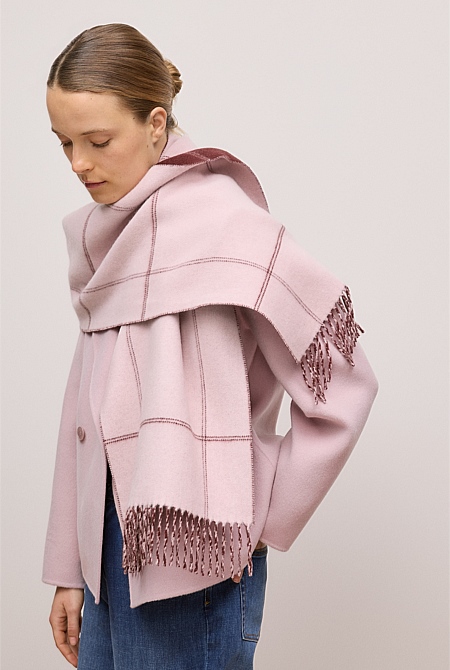 Wool Check Reversible Scarf
