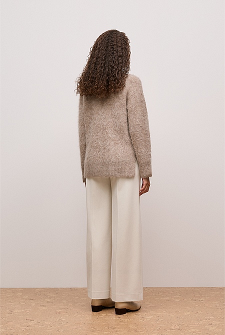 Brushed Alpaca Relaxed V Knit