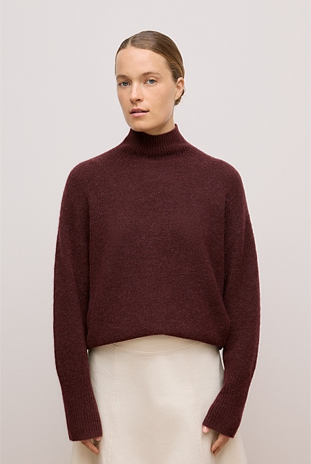 Alpaca Merino Blend Relaxed Mock Neck