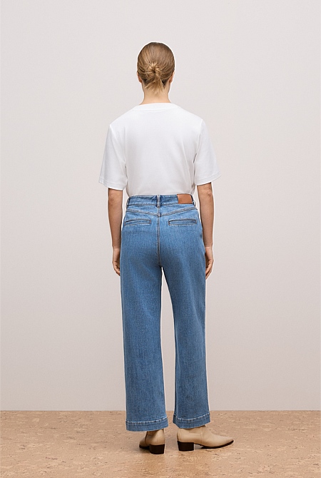 Australian Cotton Blend Denim Tailored Pant