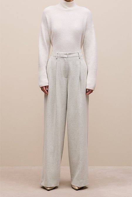 Italian Wool Blend Wide Leg Pant