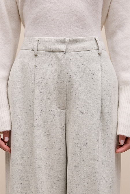 Italian Wool Blend Wide Leg Pant