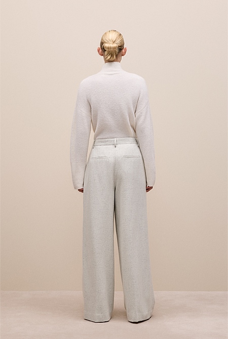 Italian Wool Blend Wide Leg Pant