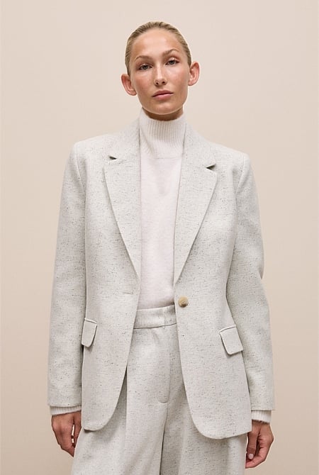 Italian Wool Blend Single Breasted Blazer