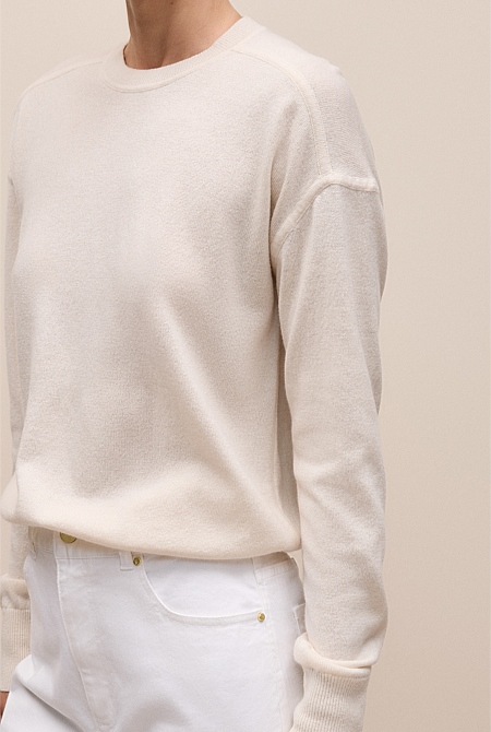 Merino Cashmere Forward Shoulder Seam Crew
