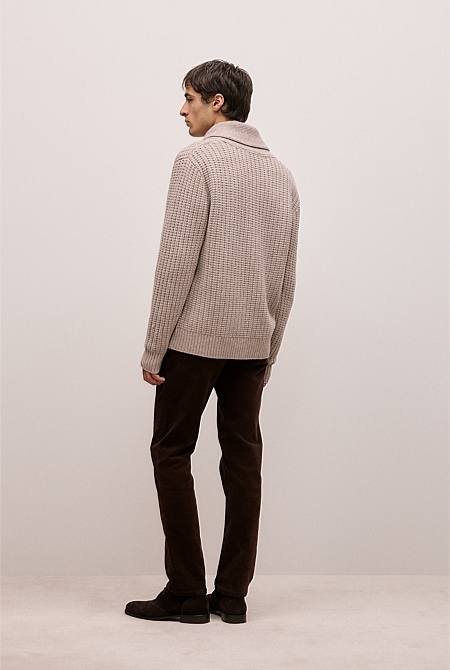 Merino Textured Shawl Cardigan
