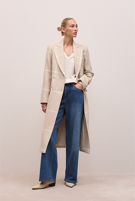 Italian Wool Blend Check Coat
