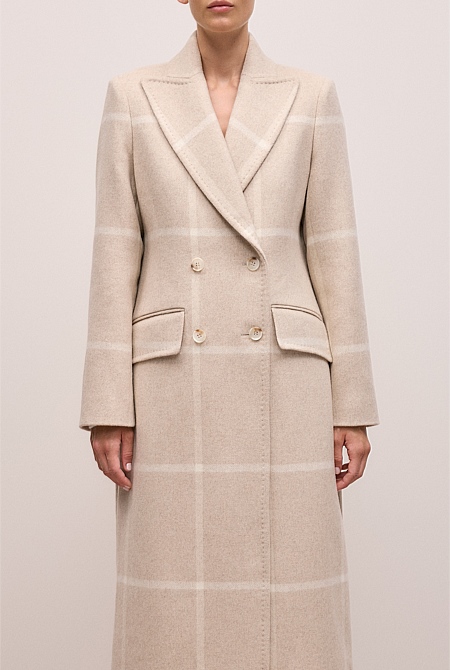 Italian Wool Blend Check Coat