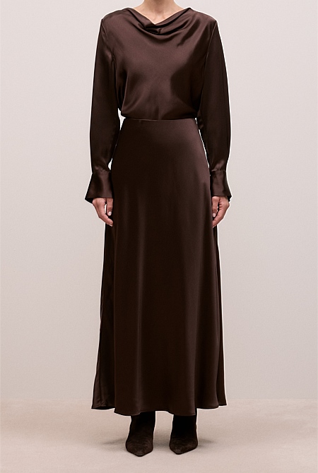 Satin Bias Cut Maxi Skirt