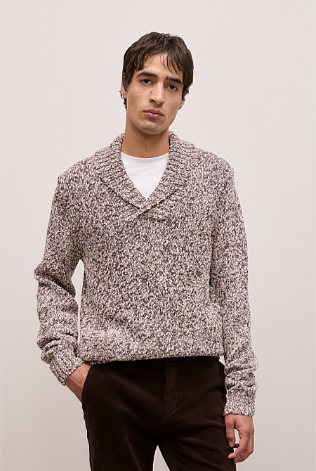 Textured Shawl Collar Knit