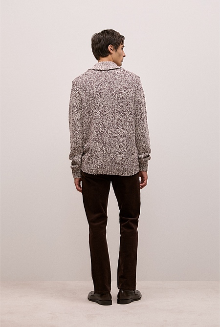 Textured Shawl Collar Knit