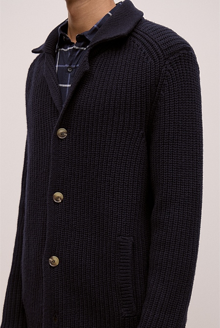 Merino Lapel Cardigan