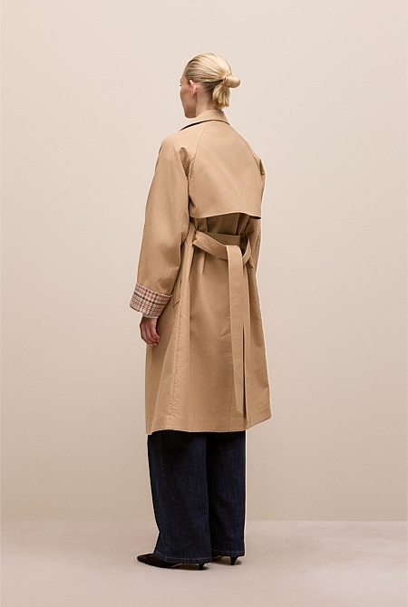 Cotton Twill Cuff Detail Trench Coat