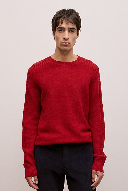 Merino Cable Detail Crew