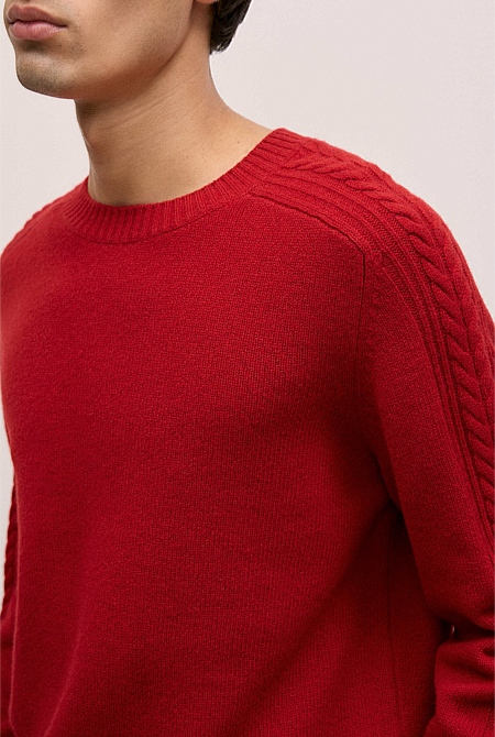 Merino Cable Detail Crew