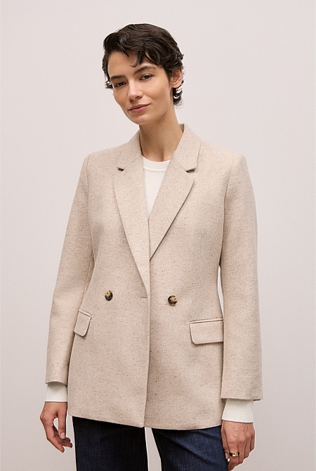 Italian Wool Blend Flecked Blazer