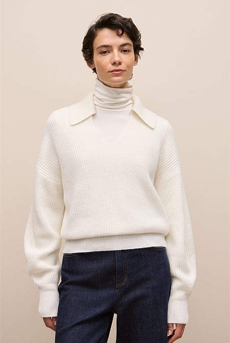 Merino Open Collar Knit Merino Open Collar Knit