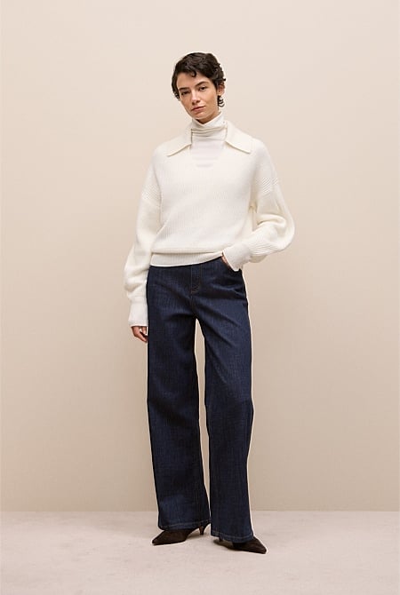 Merino Open Collar Knit