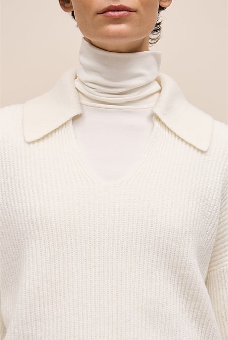 Merino Open Collar Knit