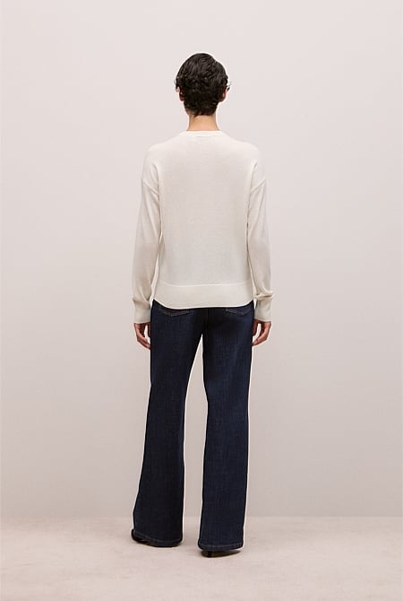 Merino Cashmere Forward Shoulder Seam Crew