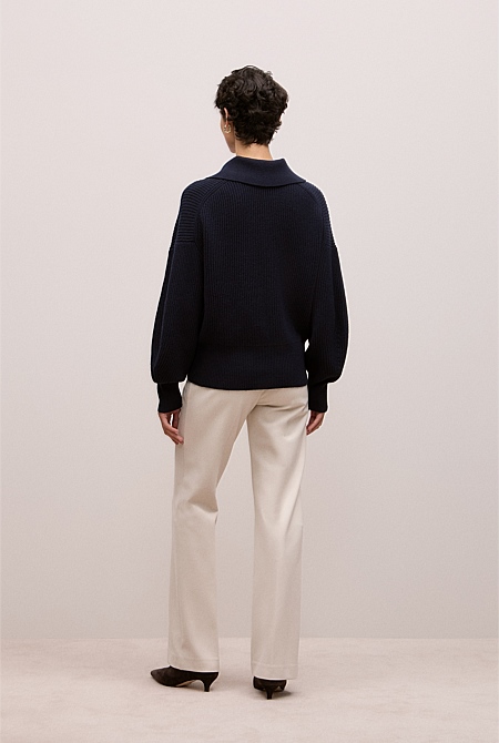 Merino Open Collar Knit
