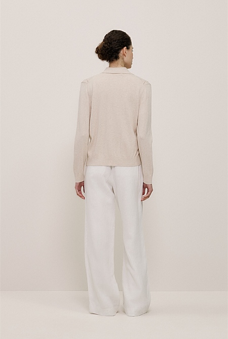 Cotton Cashmere Pointelle Cardigan