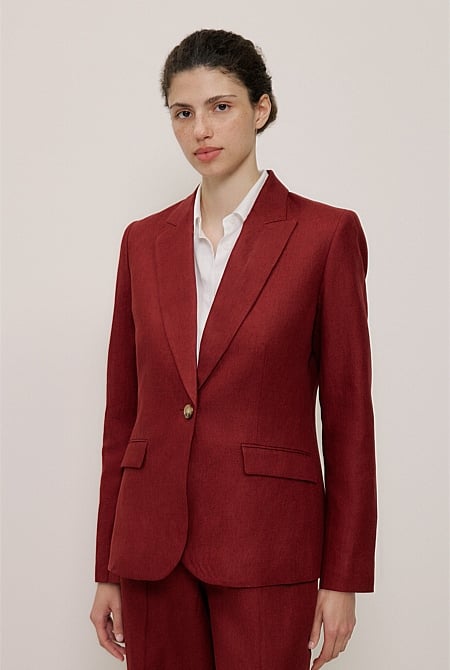 Linen Twill Single Breasted Blazer Linen Twill Single Breasted Blazer