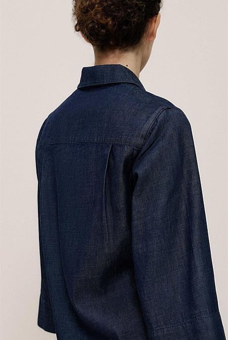 Soft Denim Collared Popover