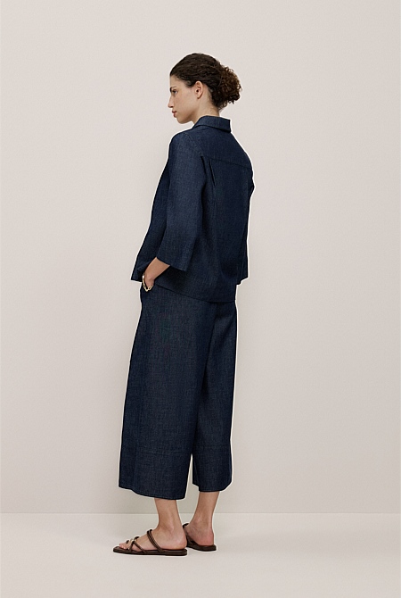 Soft Denim Collared Popover