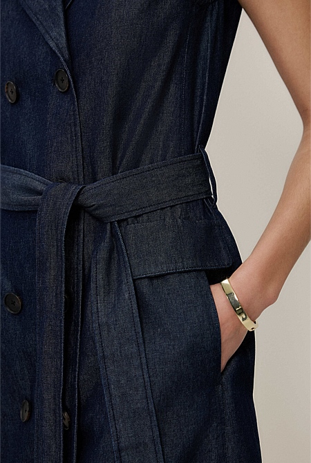 Denim Sleeveless Trench Dress