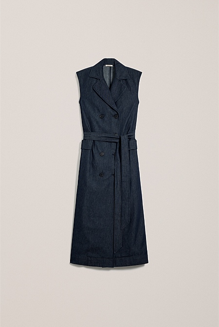 Denim Sleeveless Trench Dress