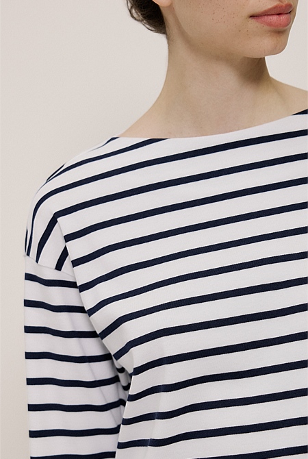 Australian Cotton Breton Stripe Long Sleeve T-shirt