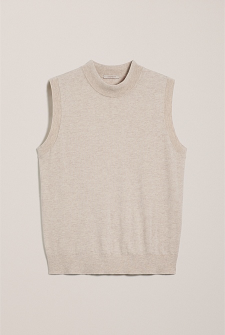 Cotton Cashmere Mock Neck Tank