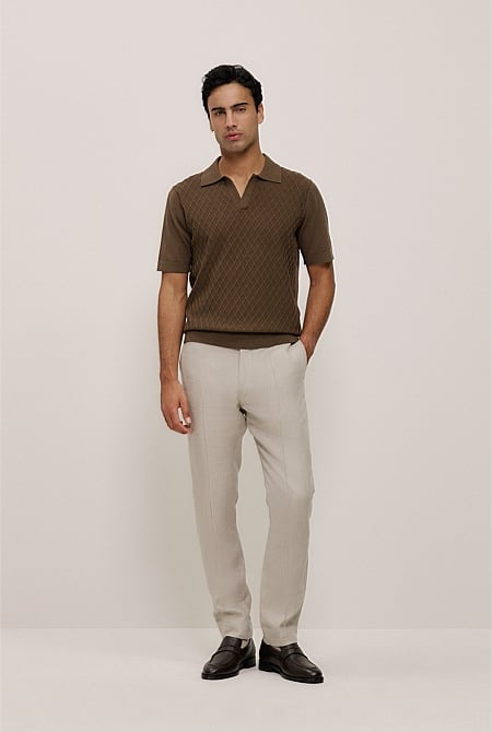Mercerised Diamond Knit Polo Mercerised Diamond Knit Polo