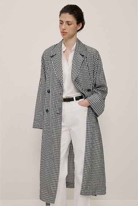 Gingham Lightweight Trench Coat Gingham Lightweight Trench Coat
