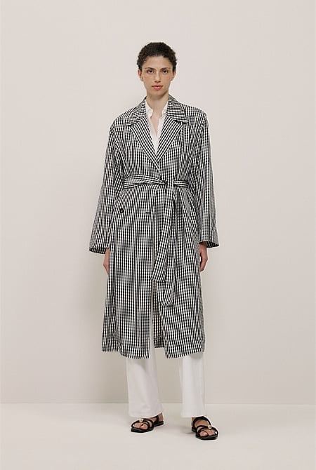 Gingham Lightweight Trench Coat