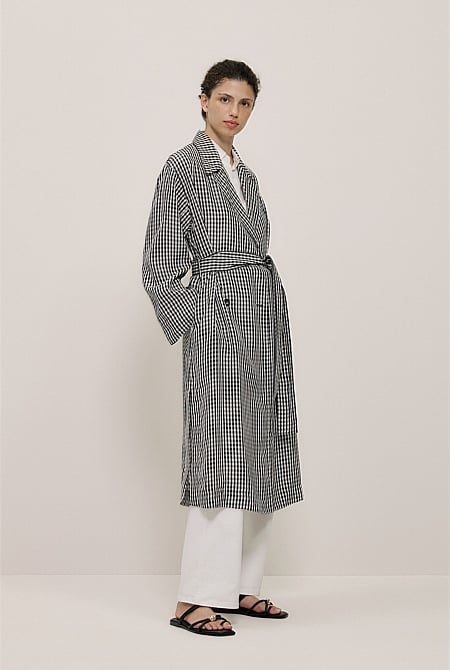 Gingham Lightweight Trench Coat