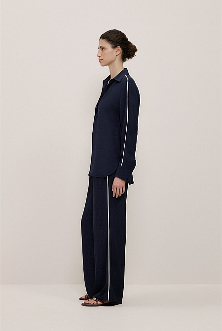 Piping Detail Long Sleeve Shirt