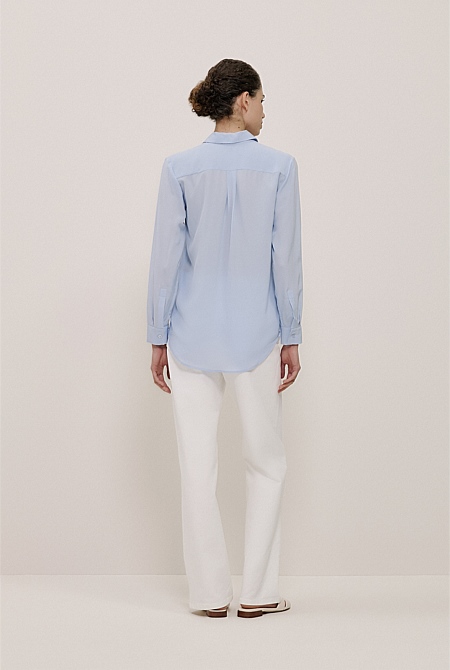 Silk Concealed Placket Shirt