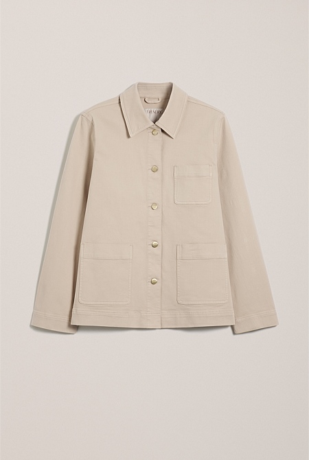 Garment Dyed Denim Pocket Detail Jacket