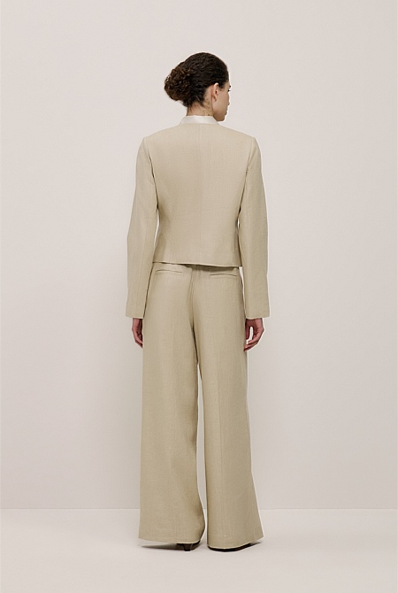 Textured Collarless Jacket