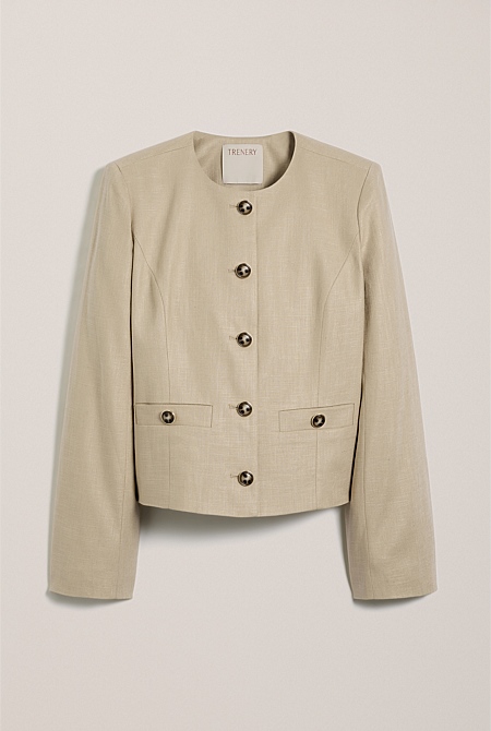 Textured Collarless Jacket