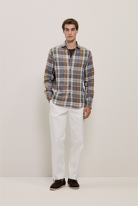 Tailored Fit Delave Linen Check Shirt
