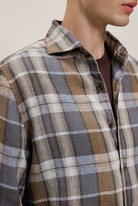 Tailored Fit Delave Linen Check Shirt
